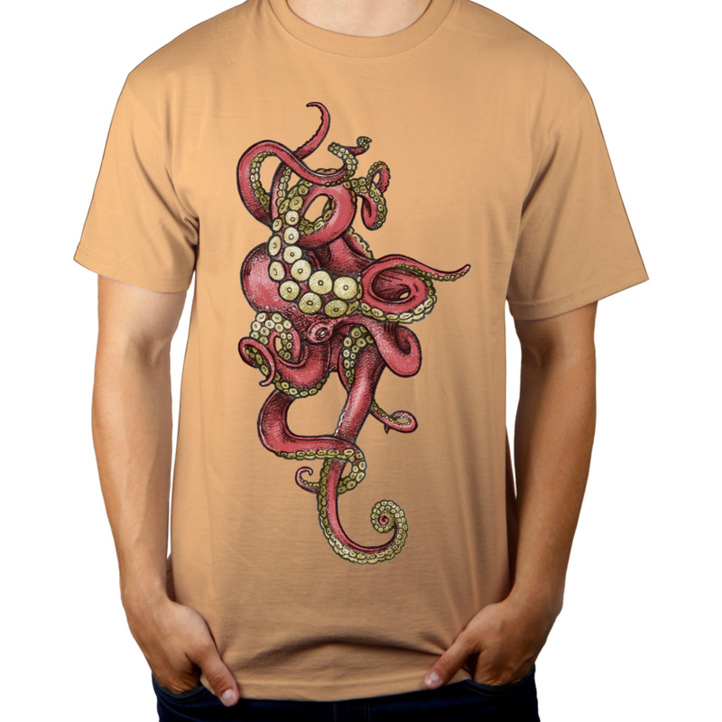 Red Octopus - Męska Koszulka Piaskowa