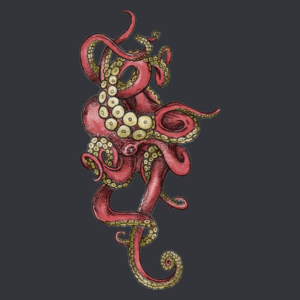 Red Octopus - Męska Koszulka Szara