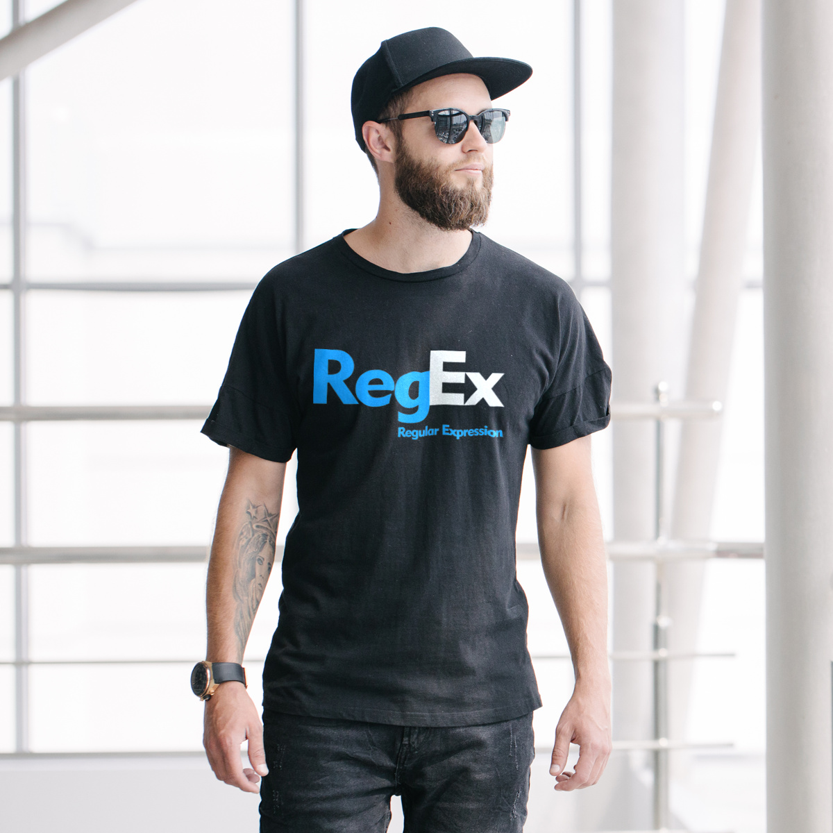 RegEx Regular Expression - Męska Koszulka Czarna