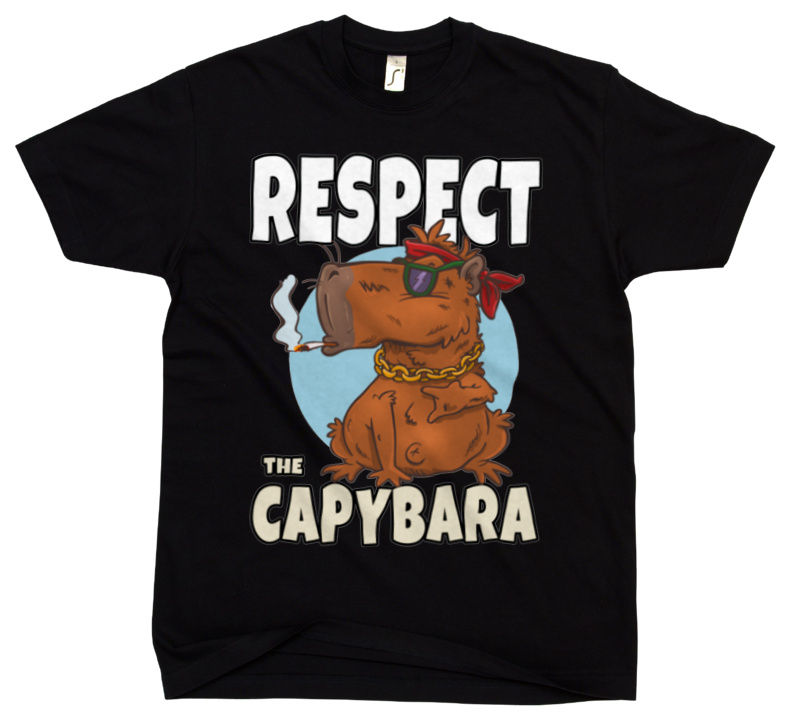 Respect Capybara Kapibara - Męska Koszulka Czarna