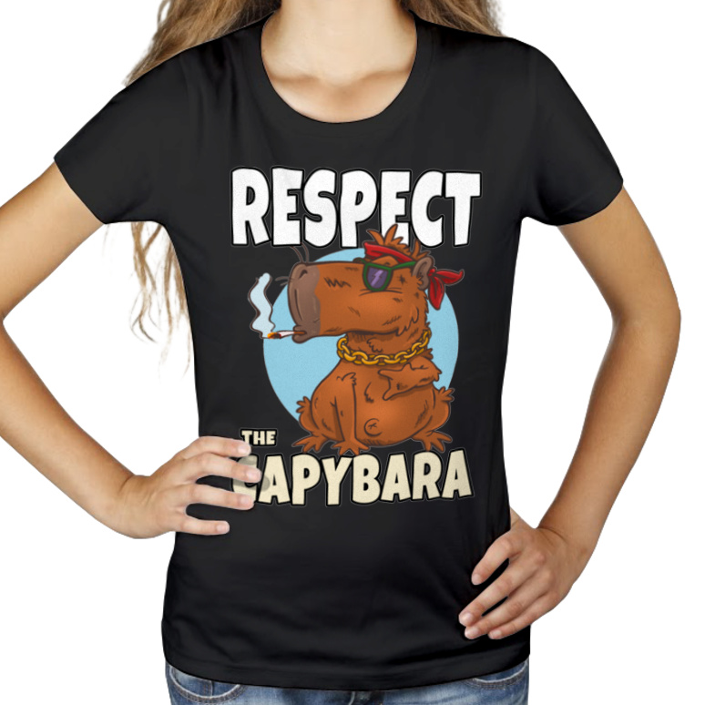 Respect Capybara Kapibara - Damska Koszulka Czarna