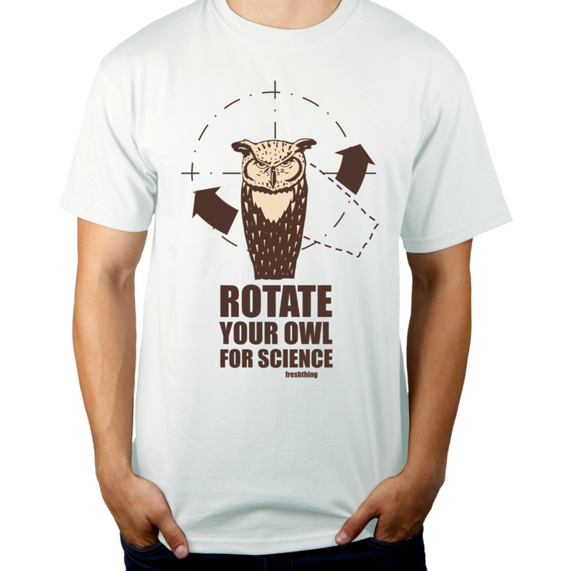 Rotate Your Owl For Science - Męska Koszulka Biała