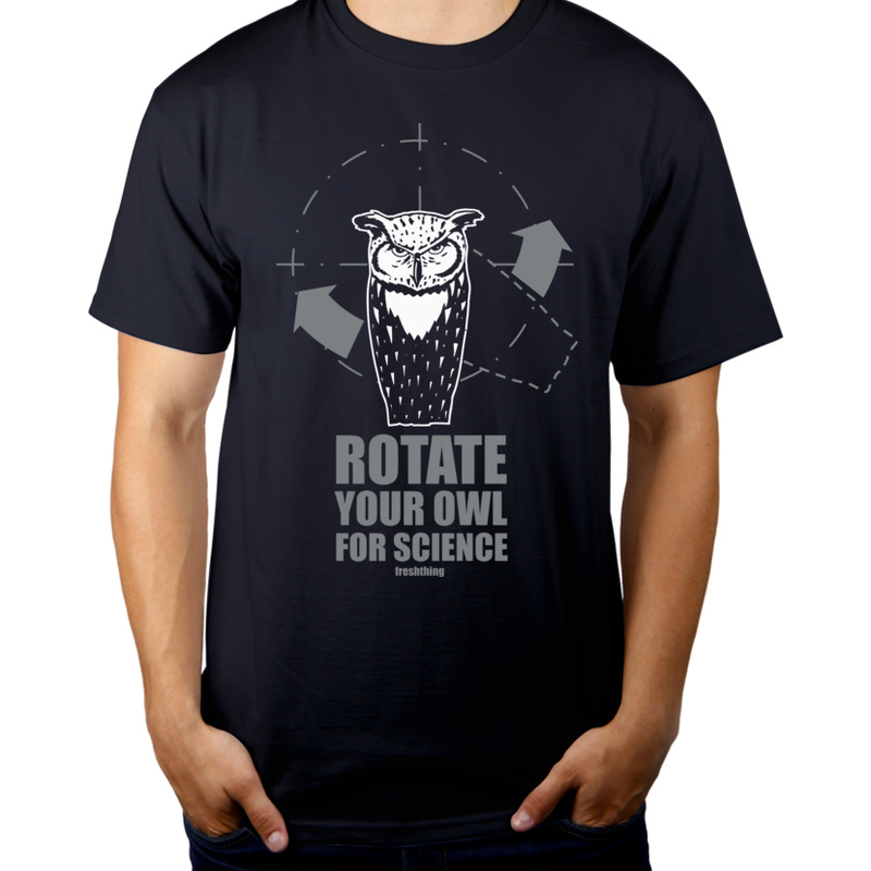 Rotate Your Owl For Science - Męska Koszulka Ciemnogranatowa