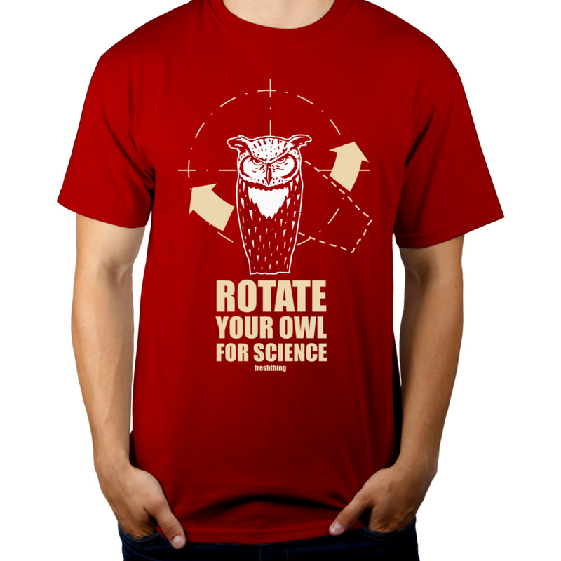 Rotate Your Owl For Science - Męska Koszulka Czerwona
