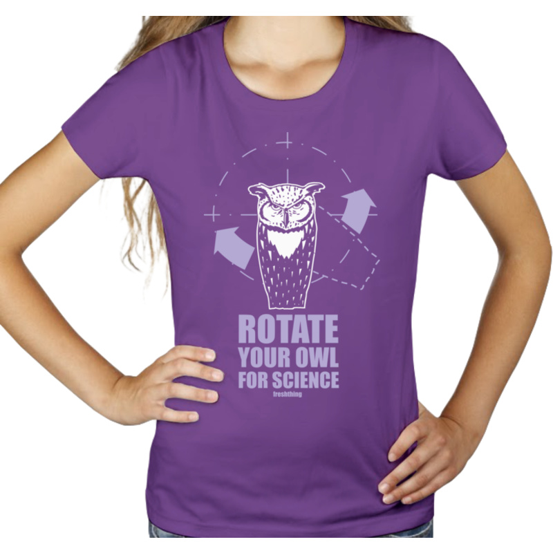 Rotate Your Owl For Science - Damska Koszulka Fioletowa