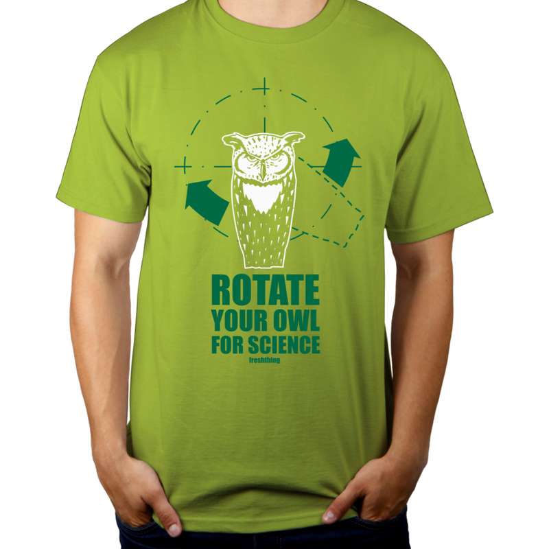 Rotate Your Owl For Science - Męska Koszulka Jasno Zielona