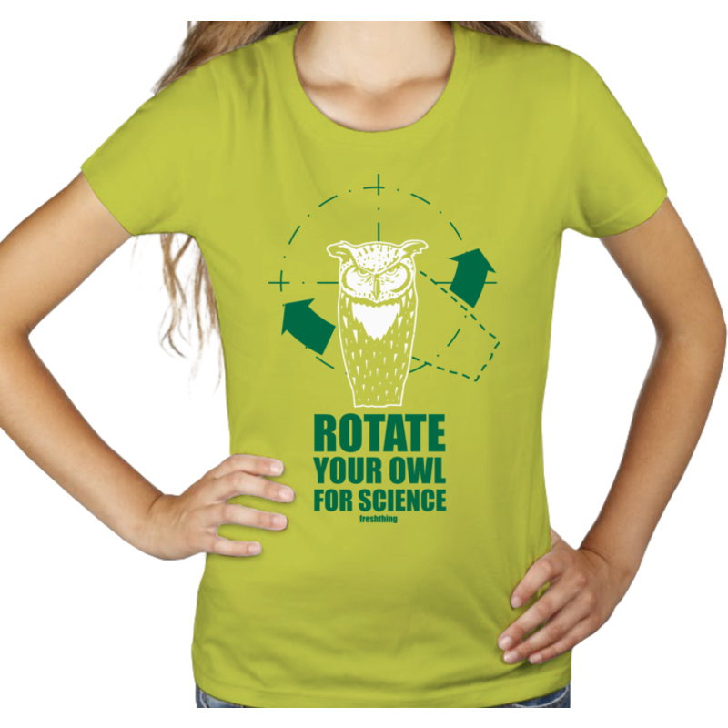 Rotate Your Owl For Science - Damska Koszulka Jasno Zielona