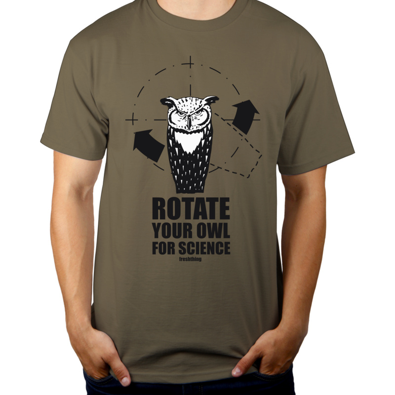 Rotate Your Owl For Science - Męska Koszulka Khaki
