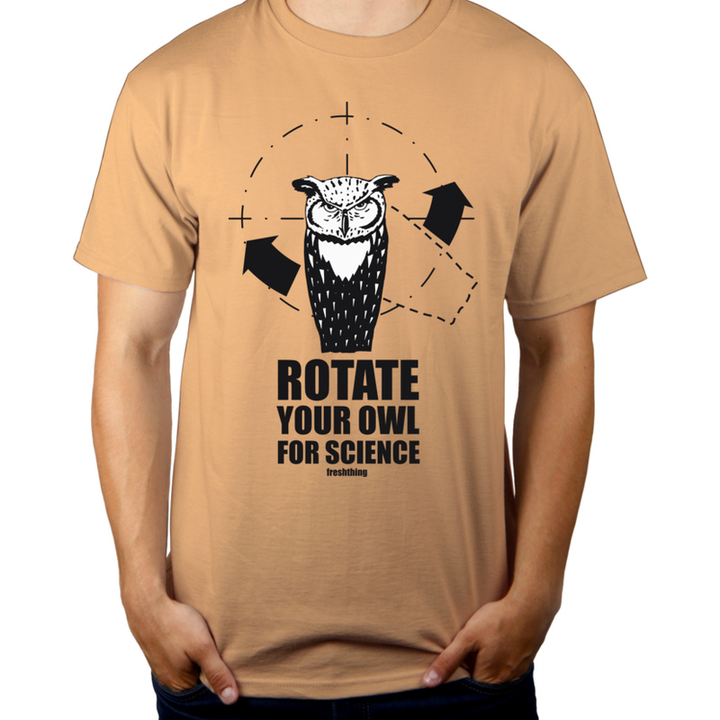 Rotate Your Owl For Science - Męska Koszulka Piaskowa