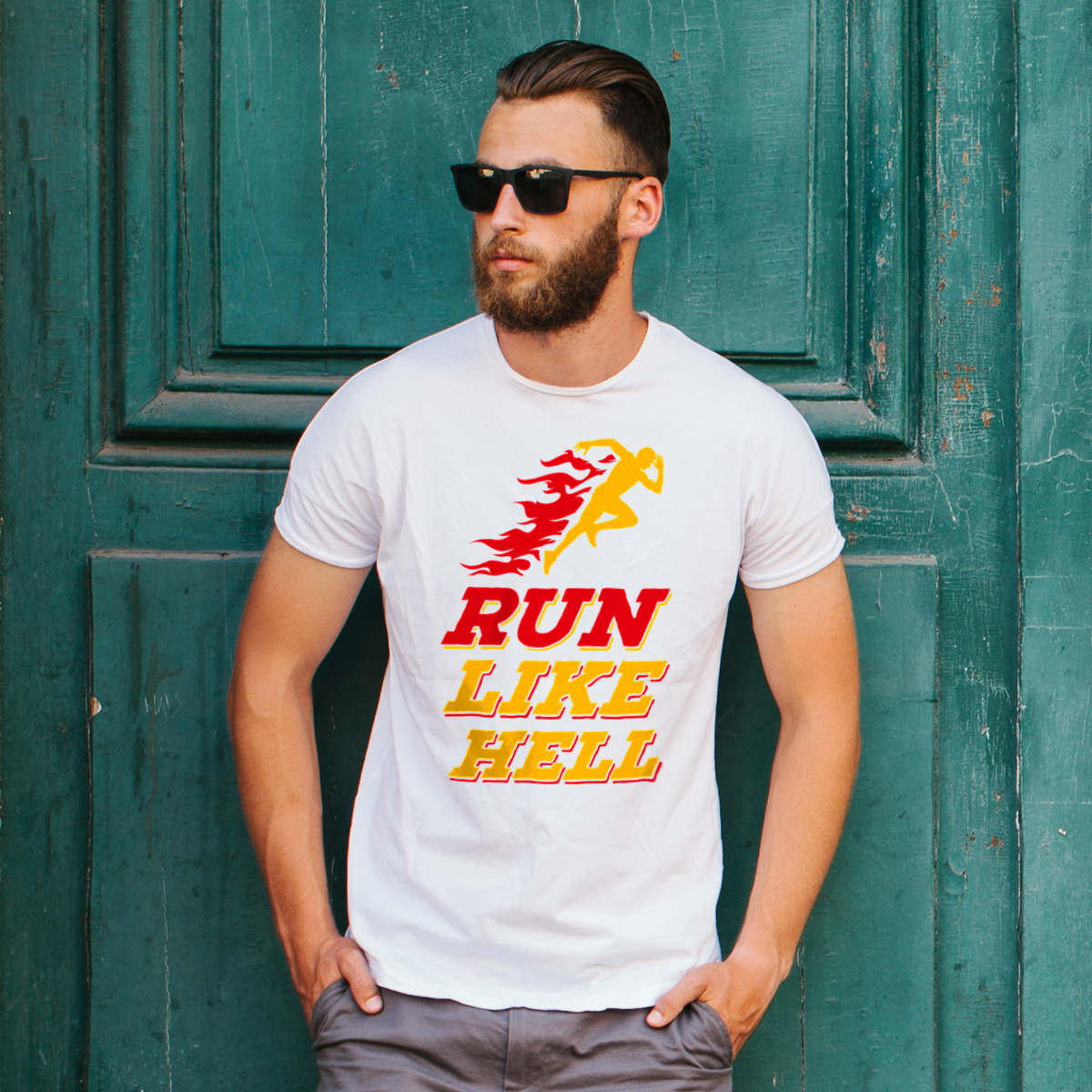 Run Like Hell - Męska Koszulka Biała