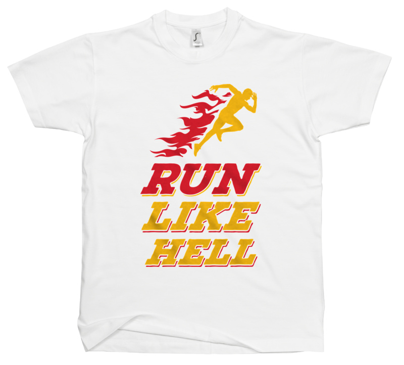 Run Like Hell - Męska Koszulka Biała