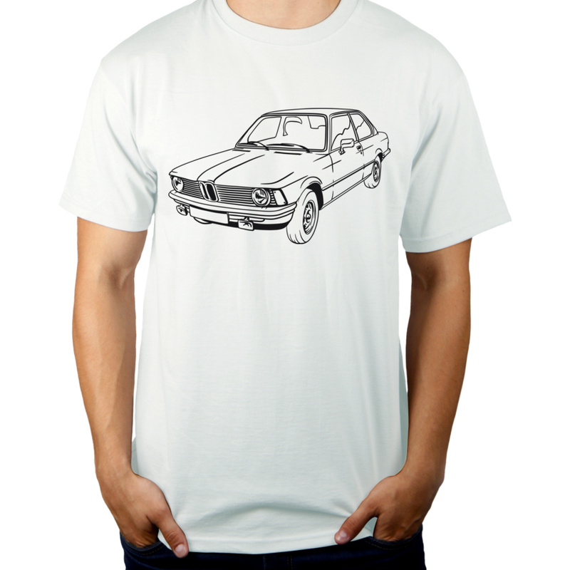 Samochód E21 - Męska Koszulka Biała