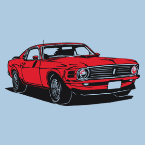 Samochód Mustang - Męska Koszulka Błękitna