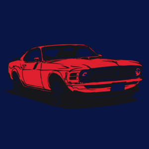 Samochód Mustang - Męska Koszulka Ciemnogranatowa