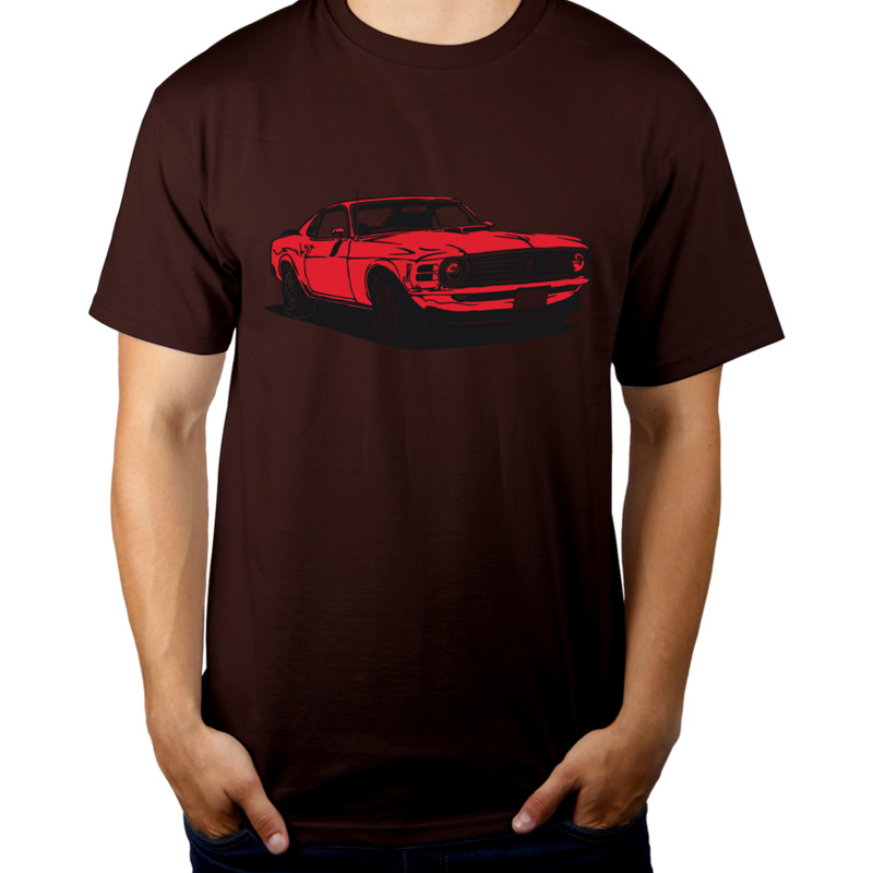 Samochód Mustang - Męska Koszulka Czekoladowa