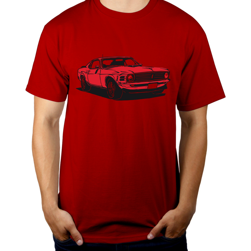 Samochód Mustang - Męska Koszulka Czerwona