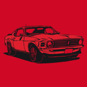 Samochód Mustang - Męska Koszulka Czerwona
