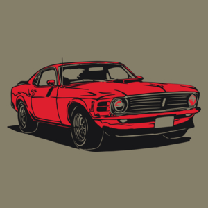 Samochód Mustang - Męska Koszulka Jasno Szara