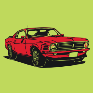 Samochód Mustang - Męska Koszulka Jasno Zielona
