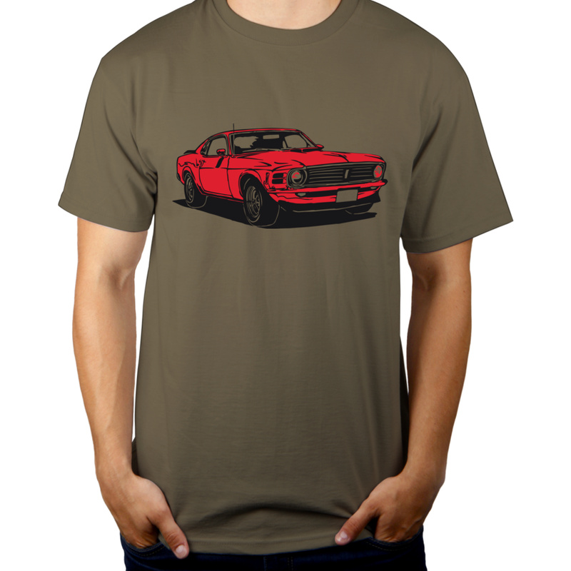 Samochód Mustang - Męska Koszulka Khaki