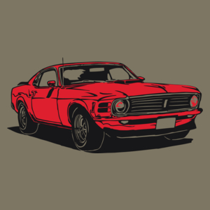 Samochód Mustang - Męska Koszulka Khaki