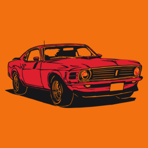 Samochód Mustang - Damska Koszulka Pomarańczowa