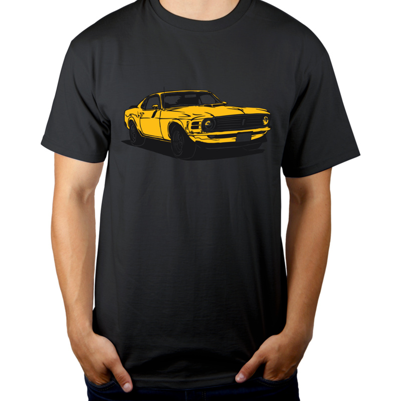 Samochód Mustang - Męska Koszulka Szara