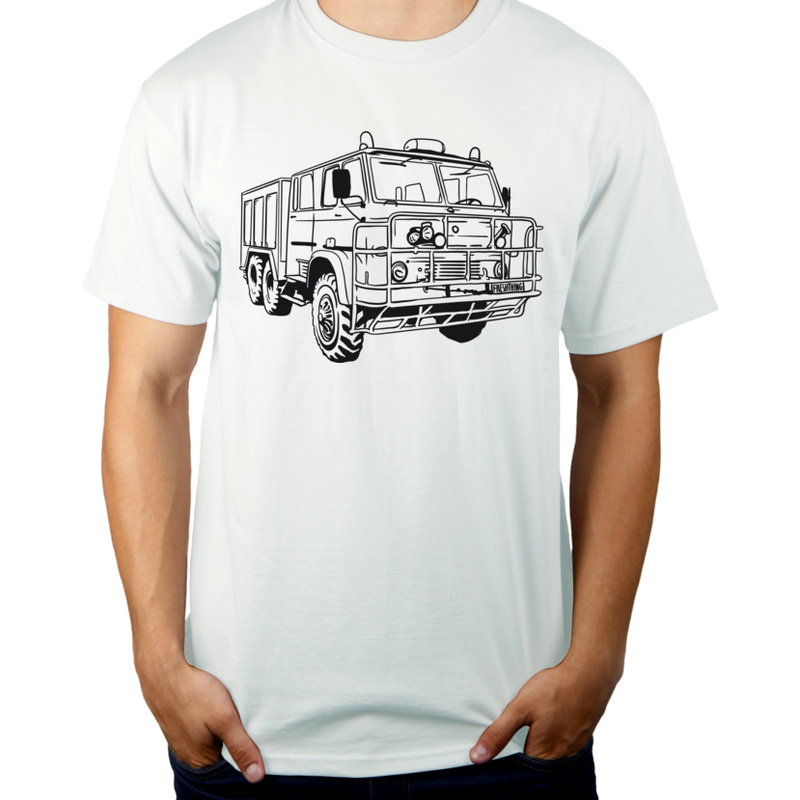 Samochód - Straż Pożarna - Męska Koszulka Biała