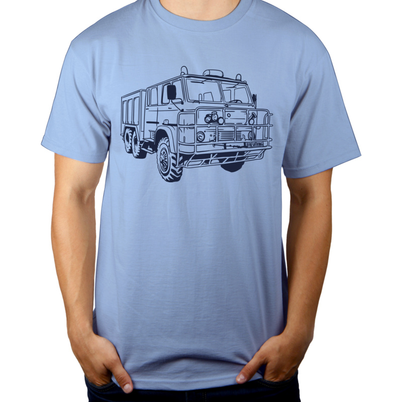 Samochód - Straż Pożarna - Męska Koszulka Błękitna