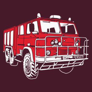 Samochód - Straż Pożarna - Męska Koszulka Burgundowa