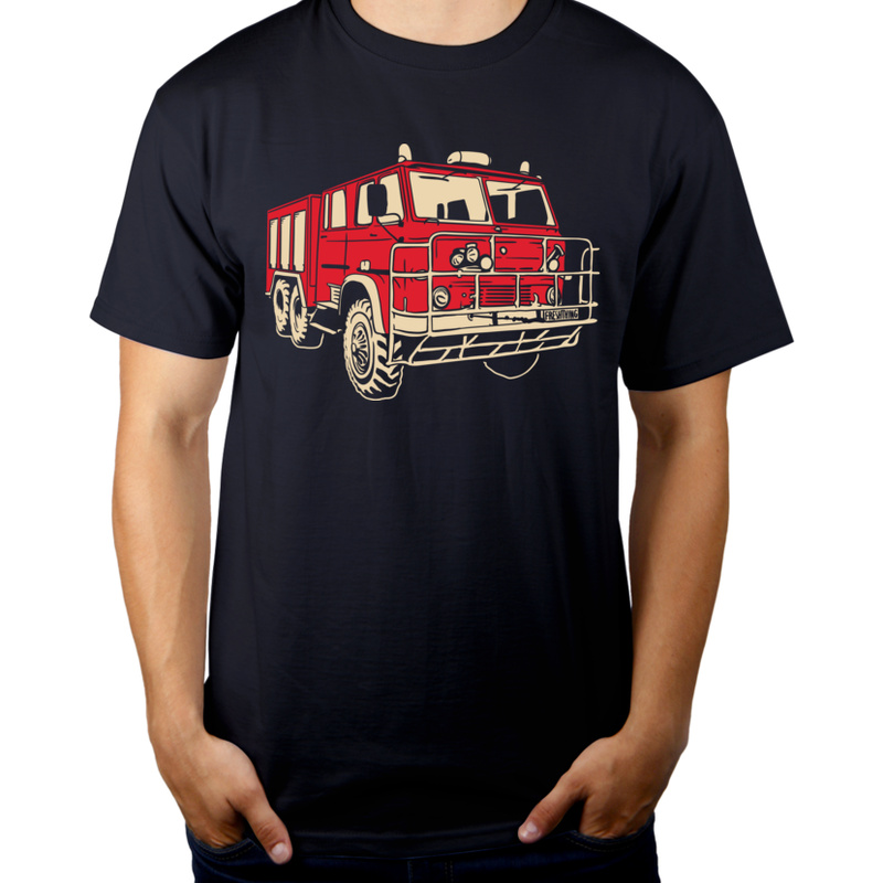 Samochód - Straż Pożarna - Męska Koszulka Ciemnogranatowa
