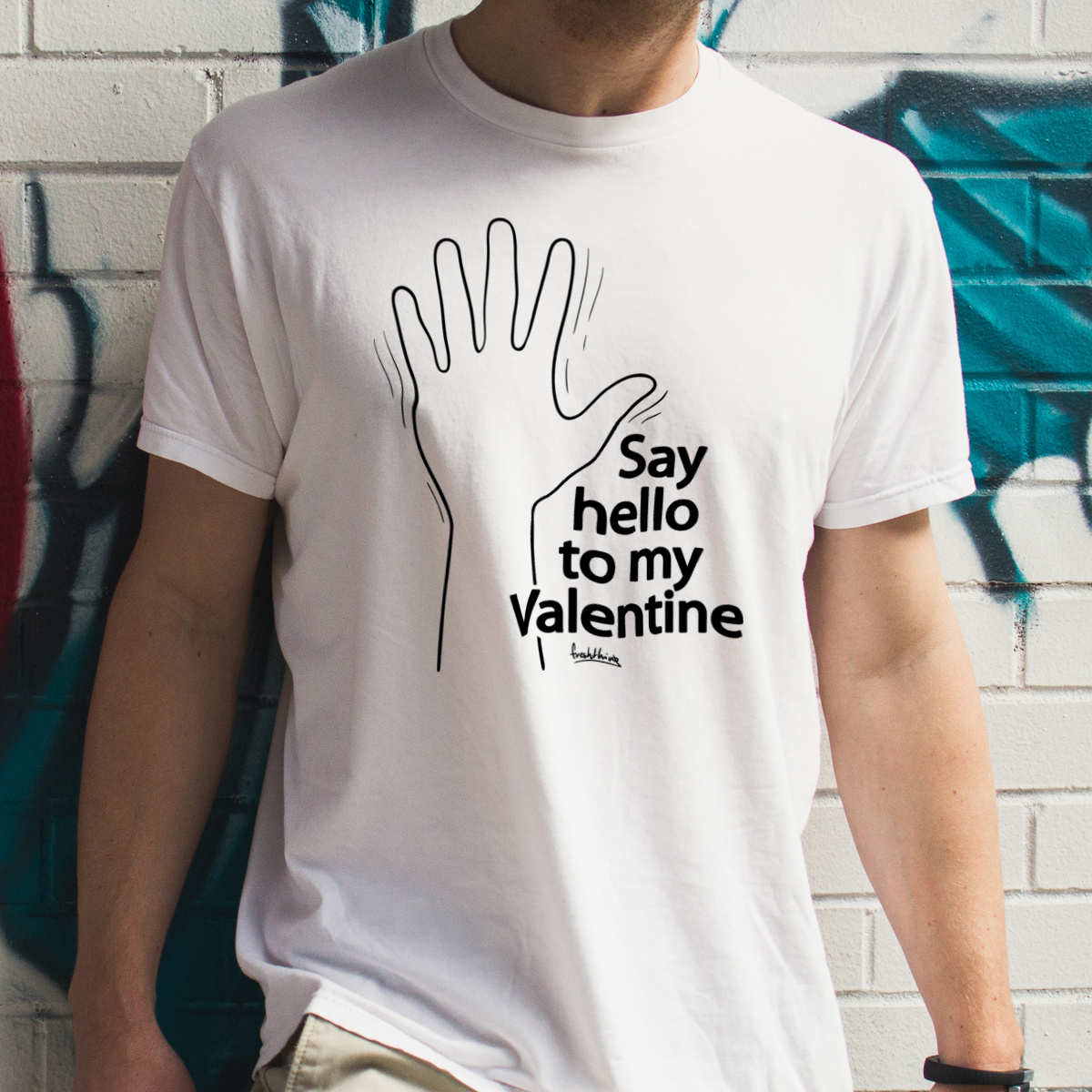 Say Hello To My Valentine - Męska Koszulka Biała