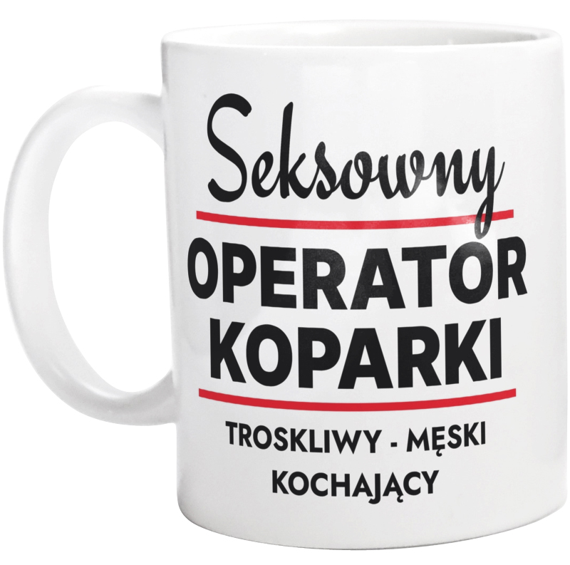 Seksowny Operator Koparki - Kubek Biały