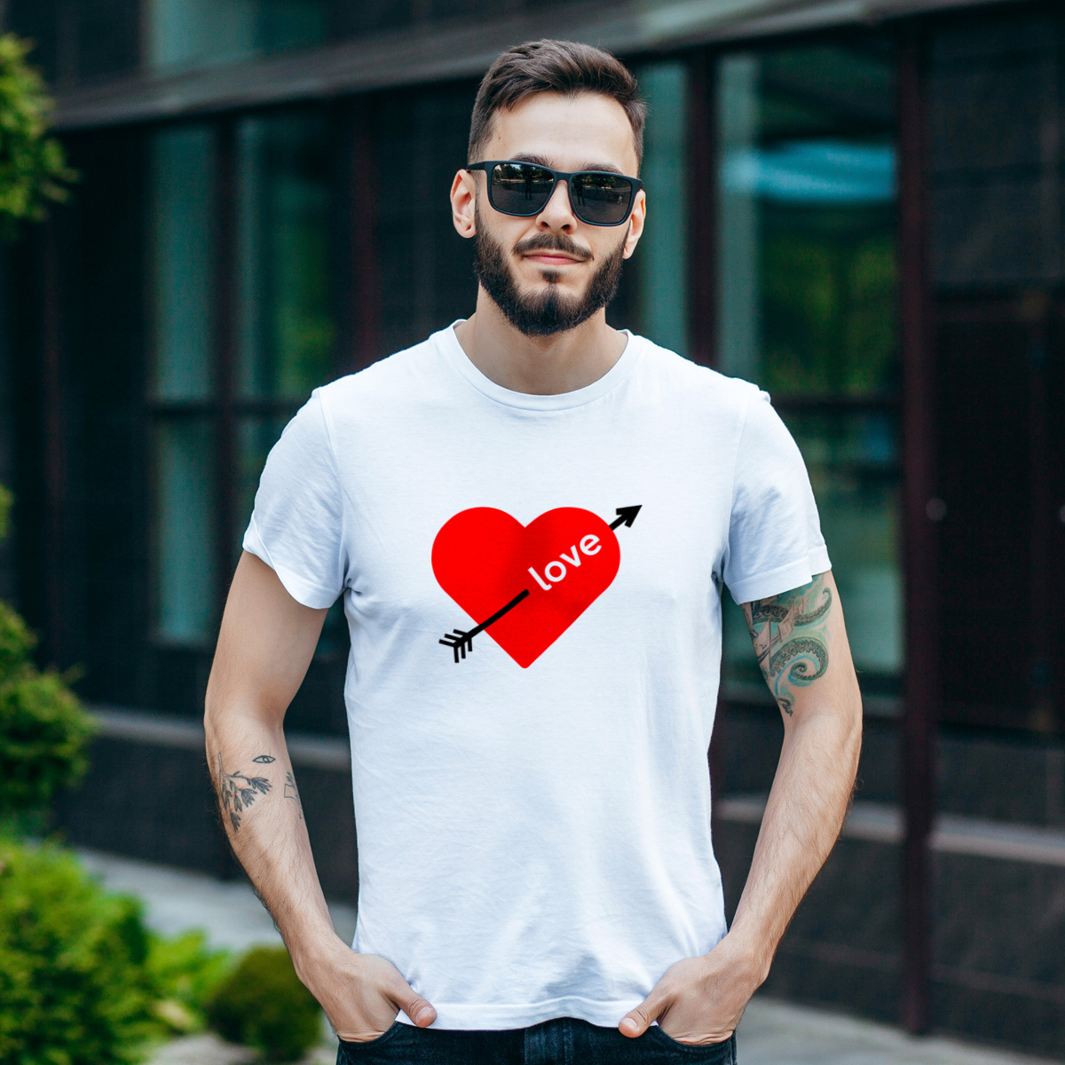 Serce - Męska Koszulka Biała