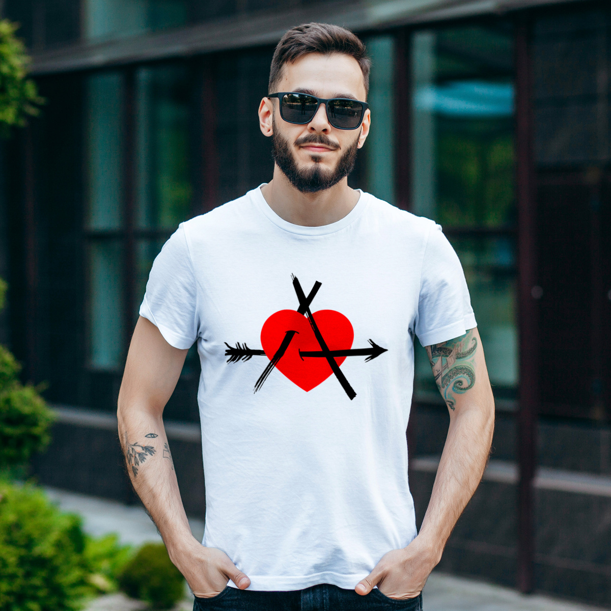 Serce Anarchia - Męska Koszulka Biała