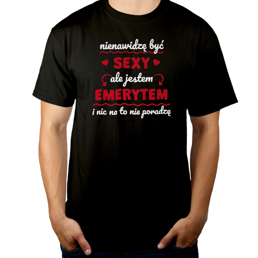 Sexy Emeryt - Męska Koszulka Czarna
