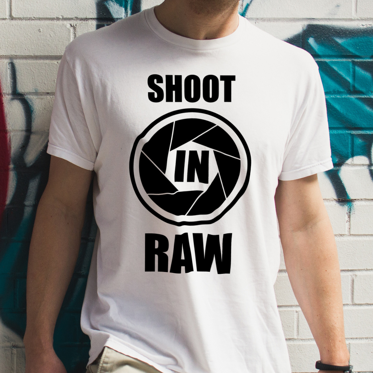 Shoot In RAW - Męska Koszulka Biała