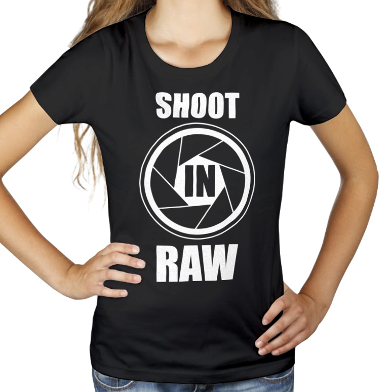 Shoot In RAW - Damska Koszulka Czarna