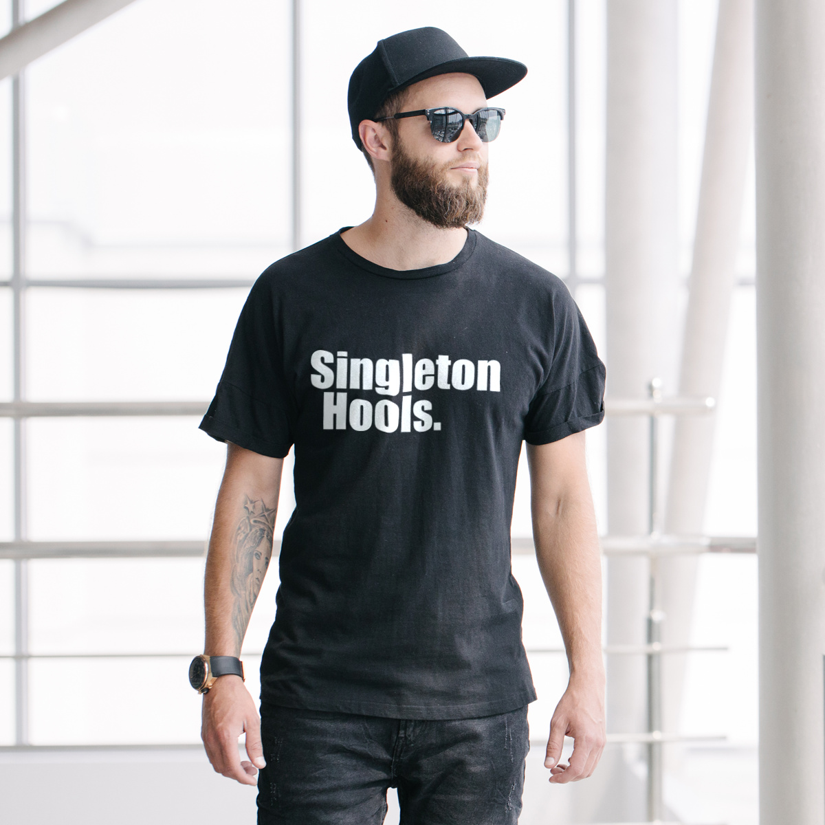 Singleton Hools - Męska Koszulka Czarna
