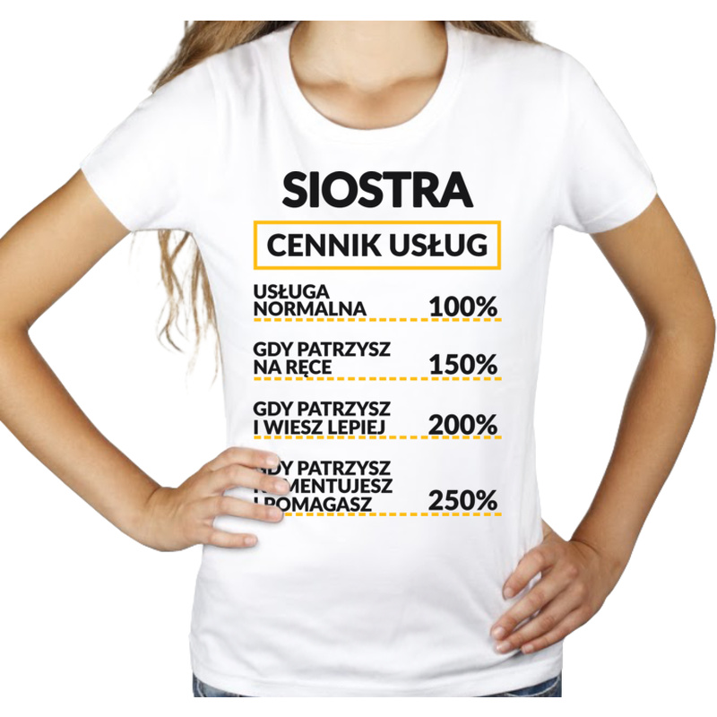 Siostra - Cennik Usług - Damska Koszulka Biała