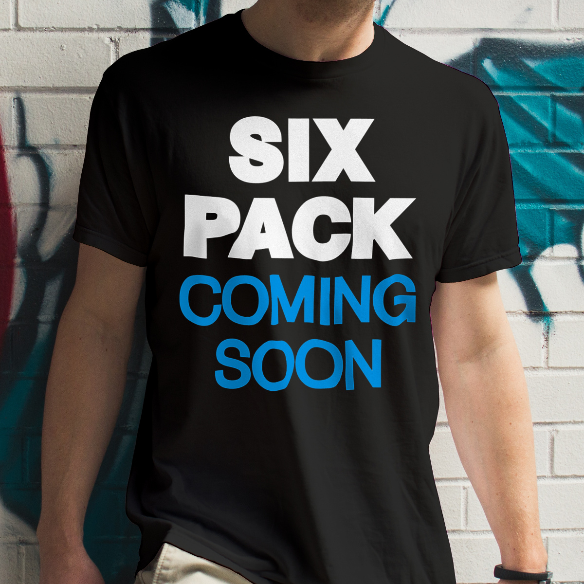 Six Pack Coming Soon - Męska Koszulka Czarna
