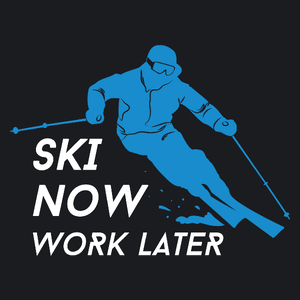 Ski Now Work Later - Damska Koszulka Czarna