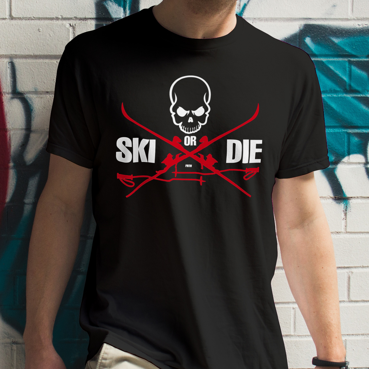 Ski or Die - Męska Koszulka Czarna