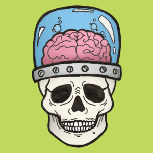 Skull With Brain - Męska Koszulka Jasno Zielona