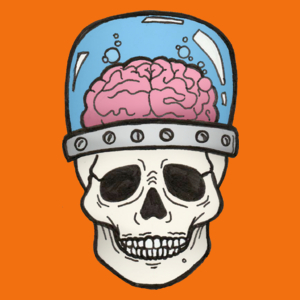 Skull With Brain - Damska Koszulka Pomarańczowa