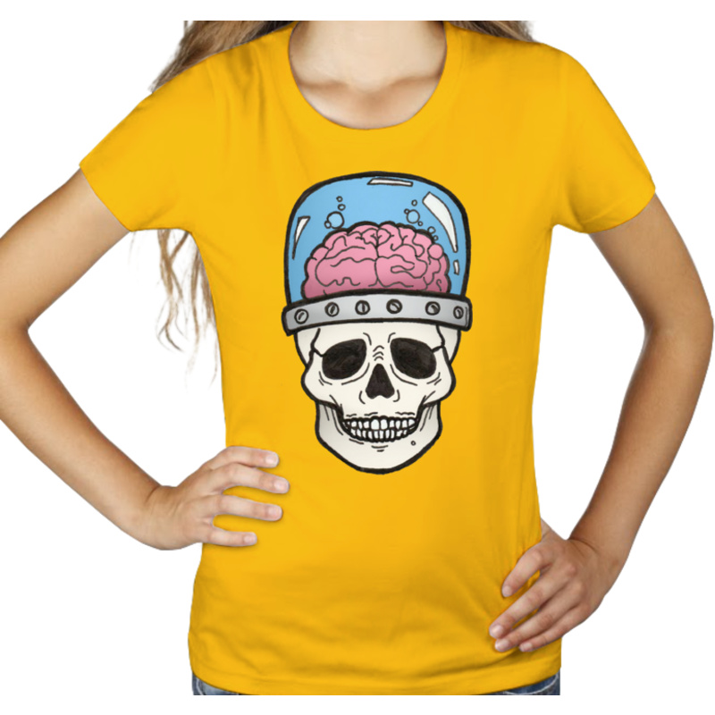 Skull With Brain - Damska Koszulka Żółta