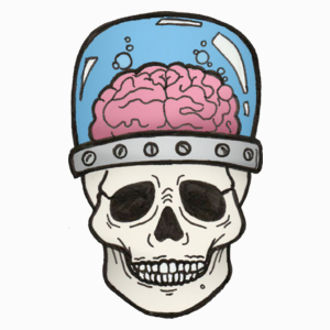 Skull With Brain - Poduszka Biała