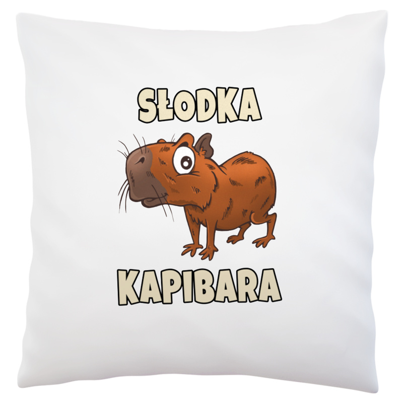 Słodka Kapibara - Poduszka Biała
