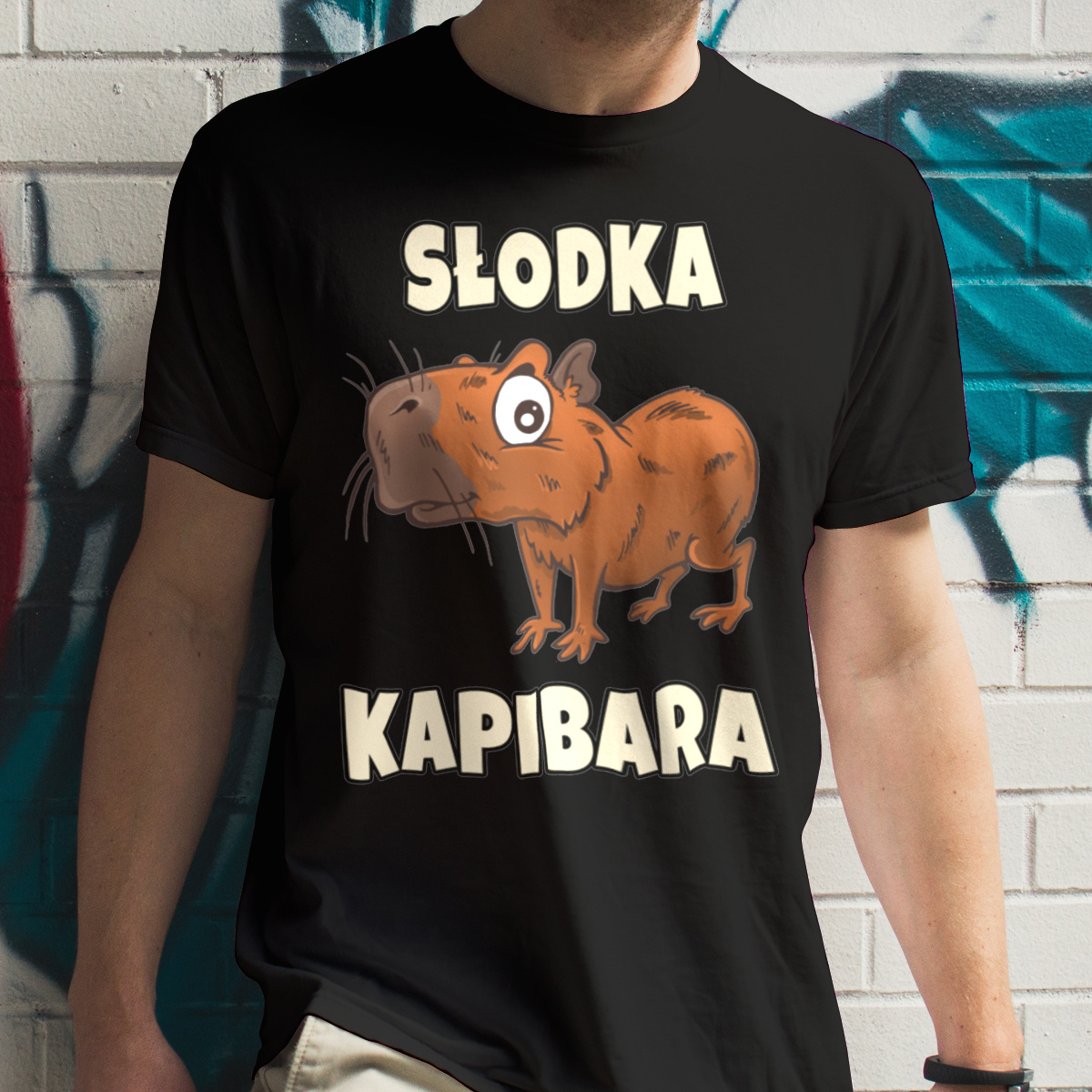 Słodka Kapibara - Męska Koszulka Czarna