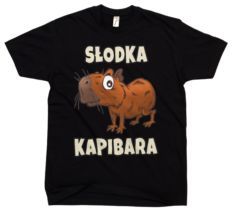 Słodka Kapibara - Męska Koszulka Czarna